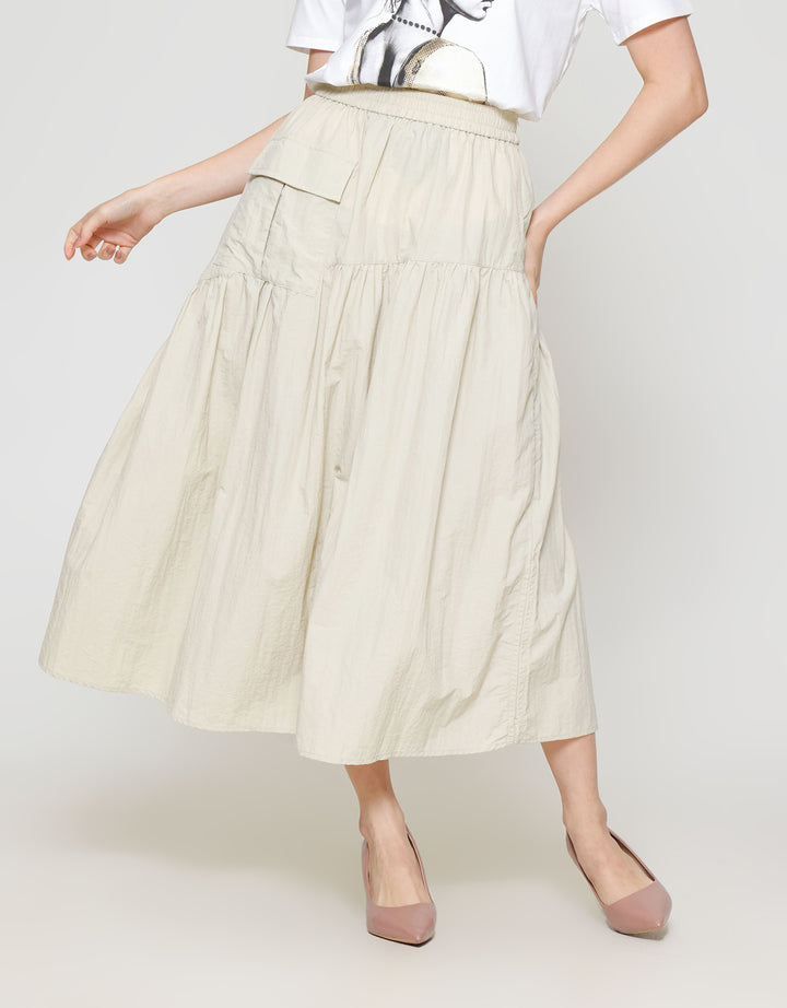ZES Asymmetrical With Single Pocket Rok Midi Wanita MASWB006