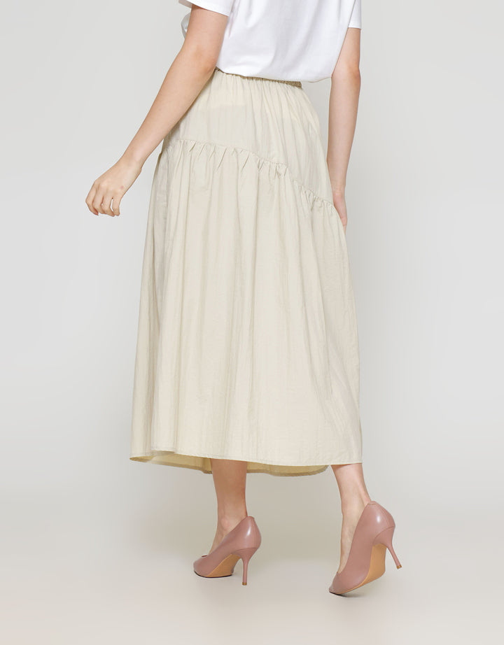 ZES Asymmetrical With Single Pocket Rok Midi Wanita MASWB006