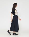 ZES Asymmetrical With Single Pocket Rok Midi Wanita MASWB006