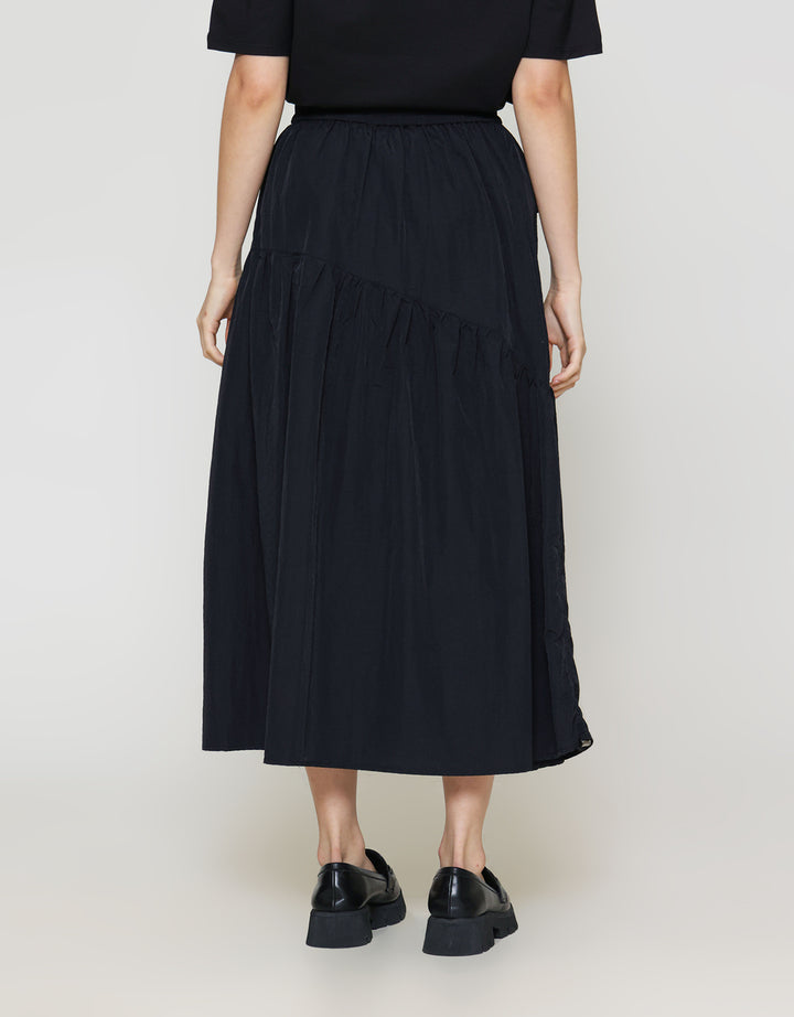 ZES Asymmetrical With Single Pocket Rok Midi Wanita MASWB006