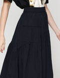 ZES Asymmetrical With Single Pocket Rok Midi Wanita MASWB006