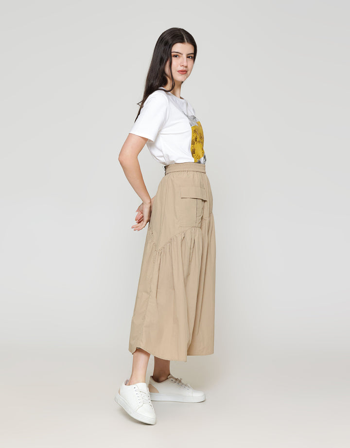 ZES Asymmetrical With Single Pocket Rok Midi Wanita MASWB006