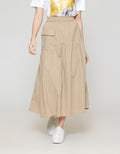 ZES Asymmetrical With Single Pocket Rok Midi Wanita MASWB006