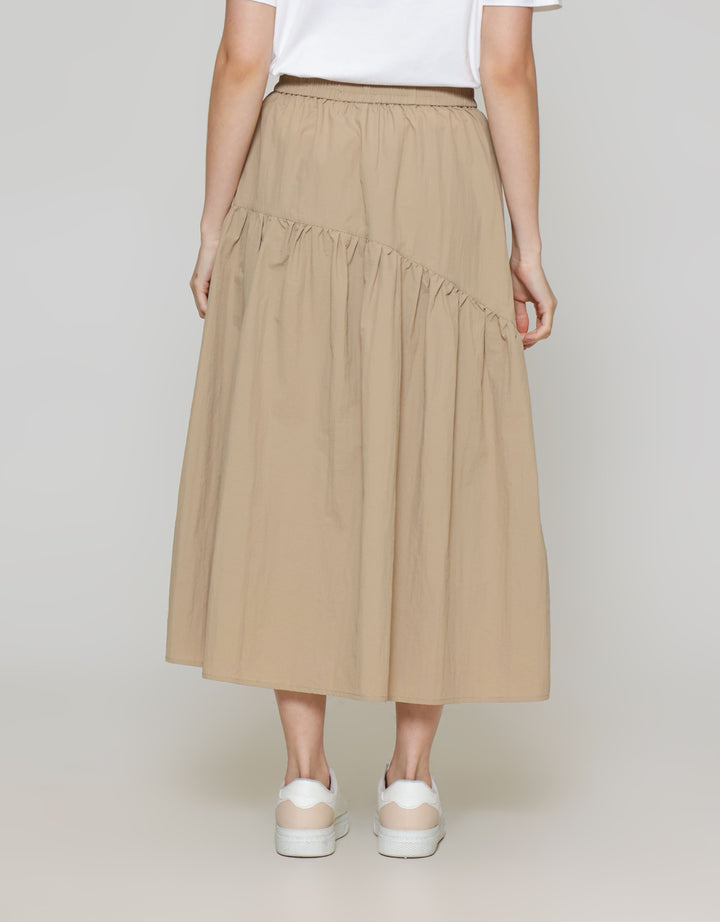 ZES Asymmetrical With Single Pocket Rok Midi Wanita MASWB006