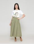 ZES Asymmetrical With Single Pocket Rok Midi Wanita MASWB006