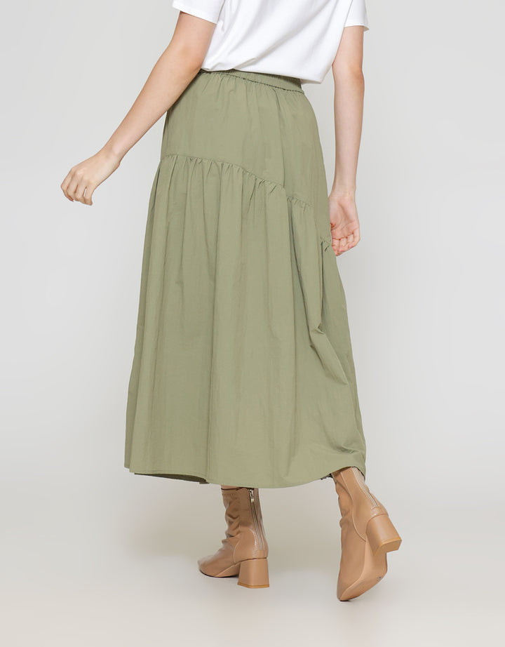 ZES Asymmetrical With Single Pocket Rok Midi Wanita MASWB006