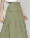 ZES Asymmetrical With Single Pocket Rok Midi Wanita MASWB006