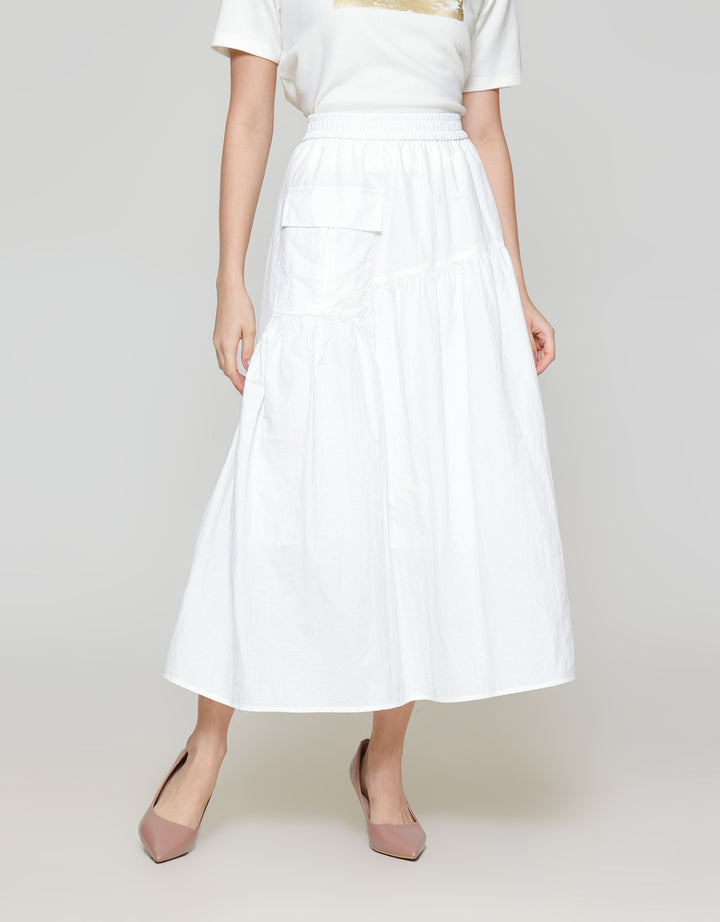 ZES Asymmetrical With Single Pocket Rok Midi Wanita MASWB006
