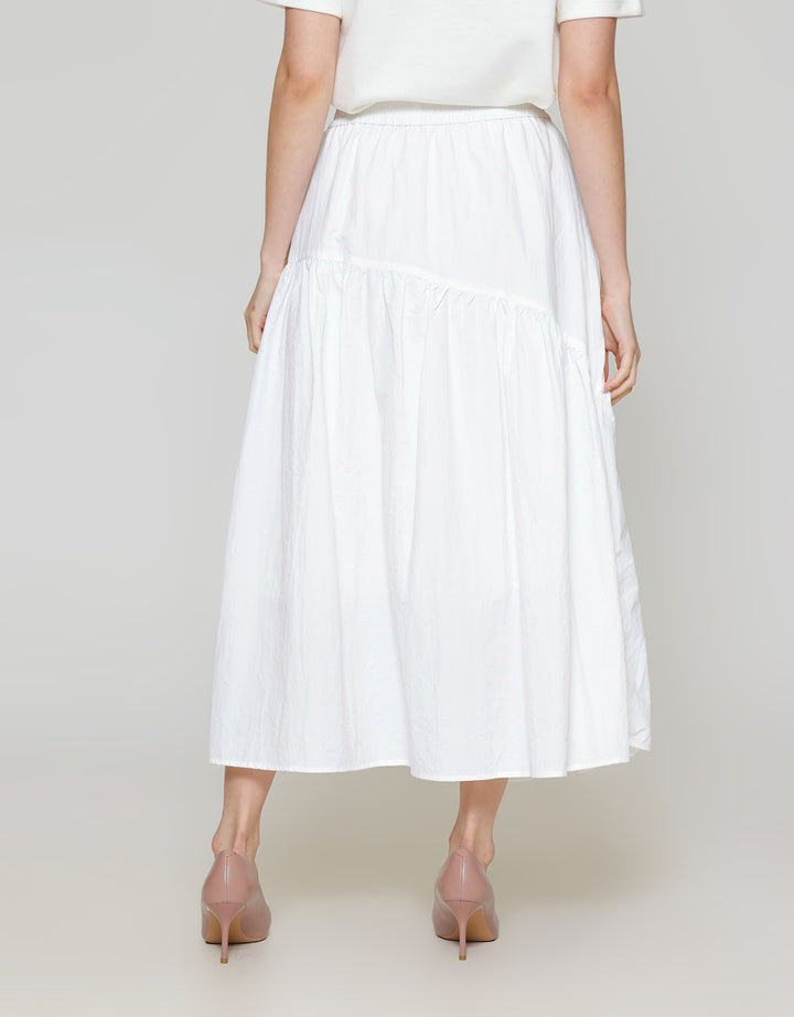 ZES Asymmetrical With Single Pocket Rok Midi Wanita MASWB006