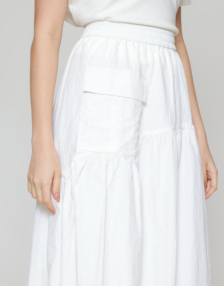 ZES Asymmetrical With Single Pocket Rok Midi Wanita MASWB006
