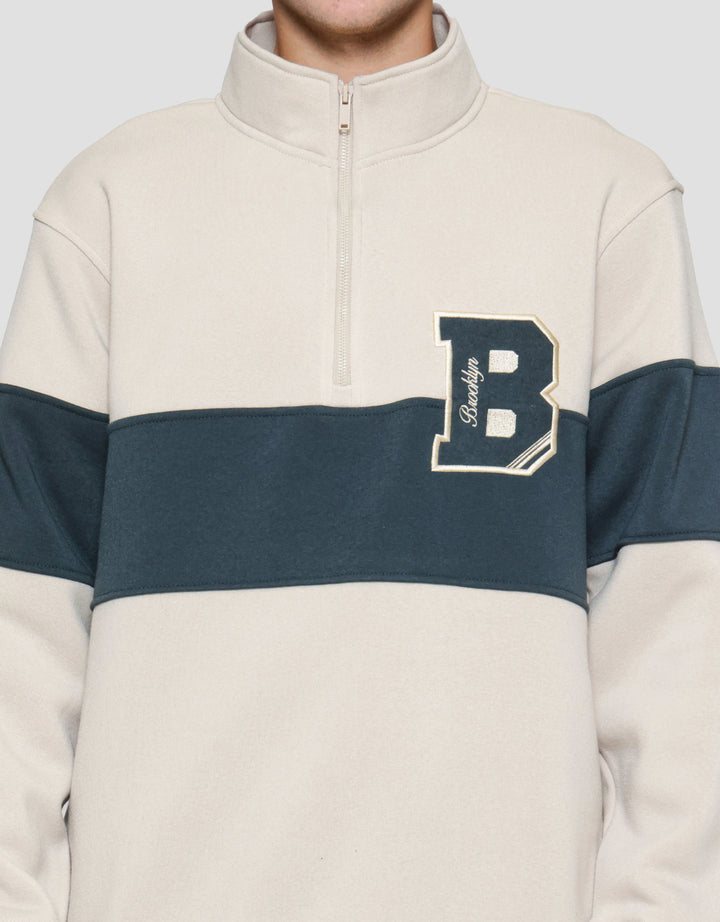 Nevada Half Zipper And Mix Sweater Pria