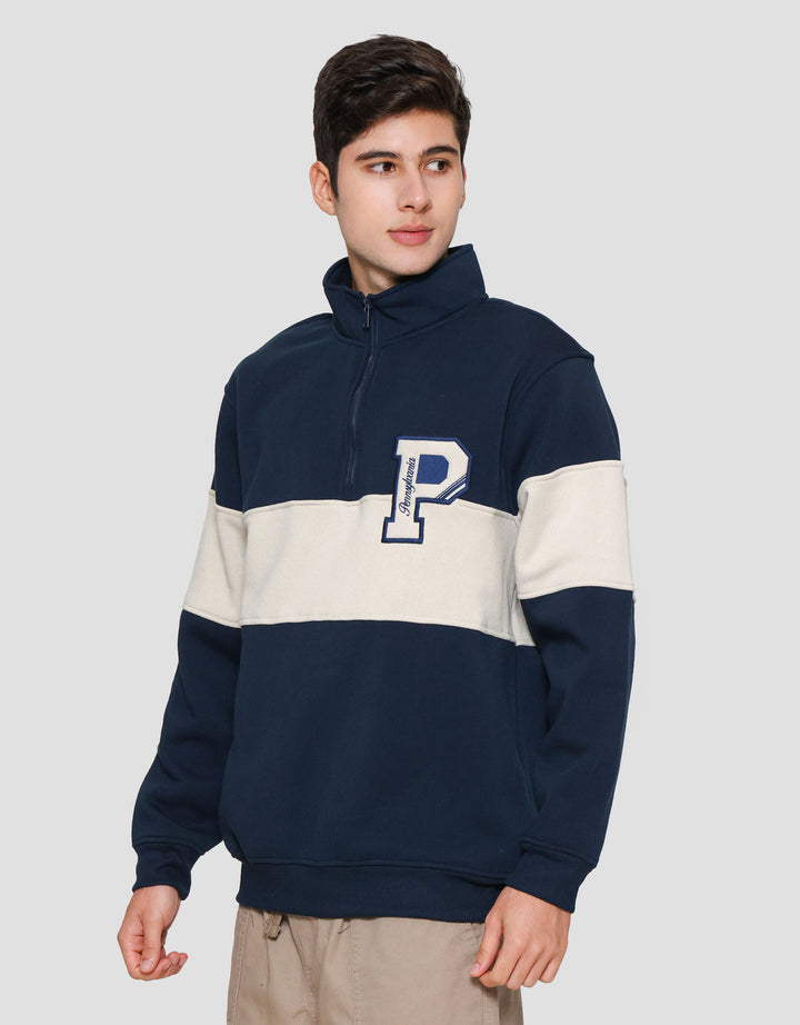 Nevada Half Zipper And Mix Sweater Pria