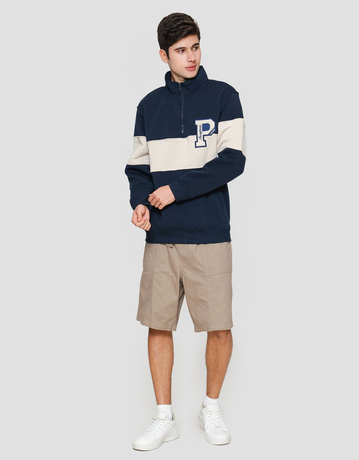 Nevada Half Zipper And Mix Sweater Pria