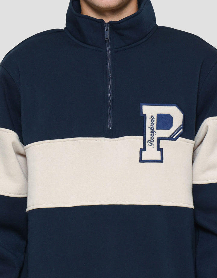 Nevada Half Zipper And Mix Sweater Pria