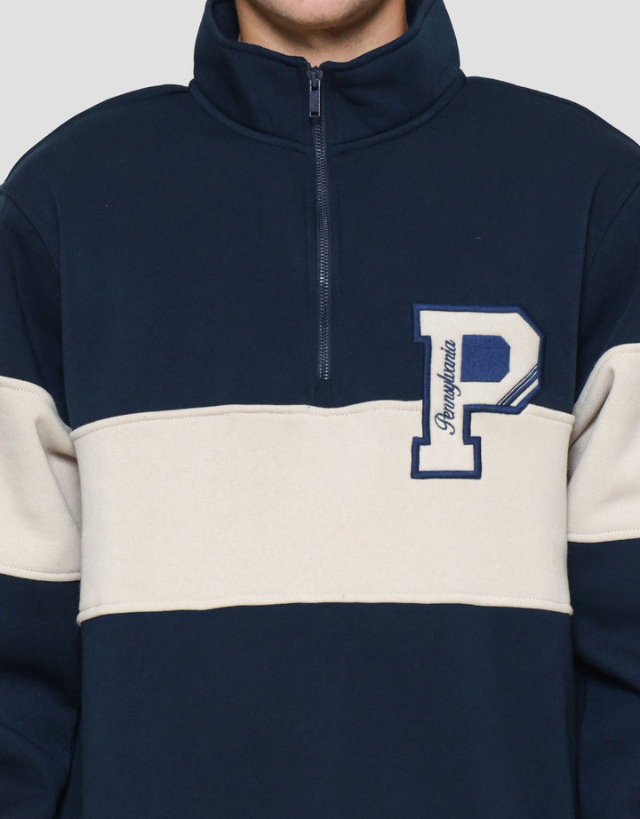 Nevada Half Zipper And Mix Sweater Pria