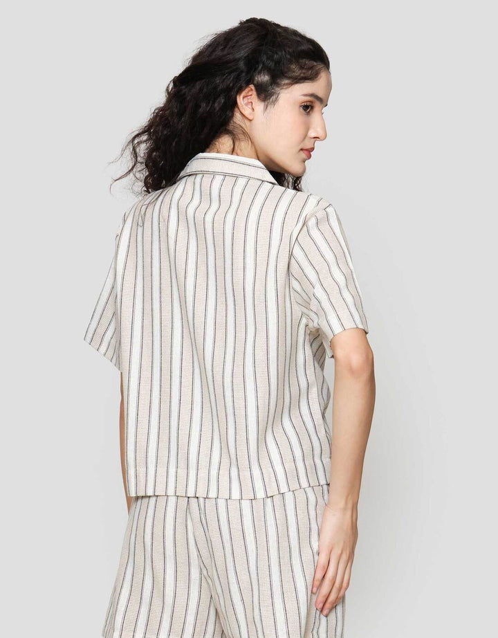 Nevada Boxy Linen Stripe Kemeja Wanita