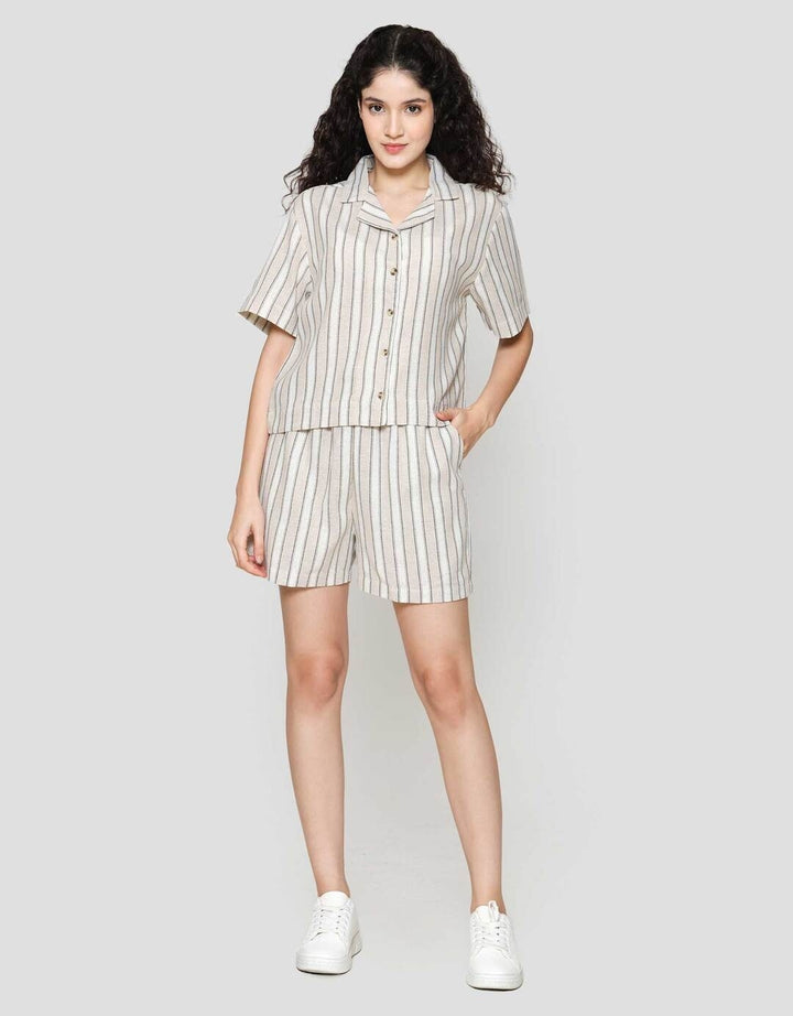 Nevada Boxy Linen Stripe Kemeja Wanita