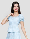 Nevada Puff Sleeve Print Blouse Wanita