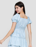Nevada Puff Sleeve Print Blouse Wanita