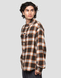 Cardinal Casual Print Check Kemeja Lengan Panjang Pria