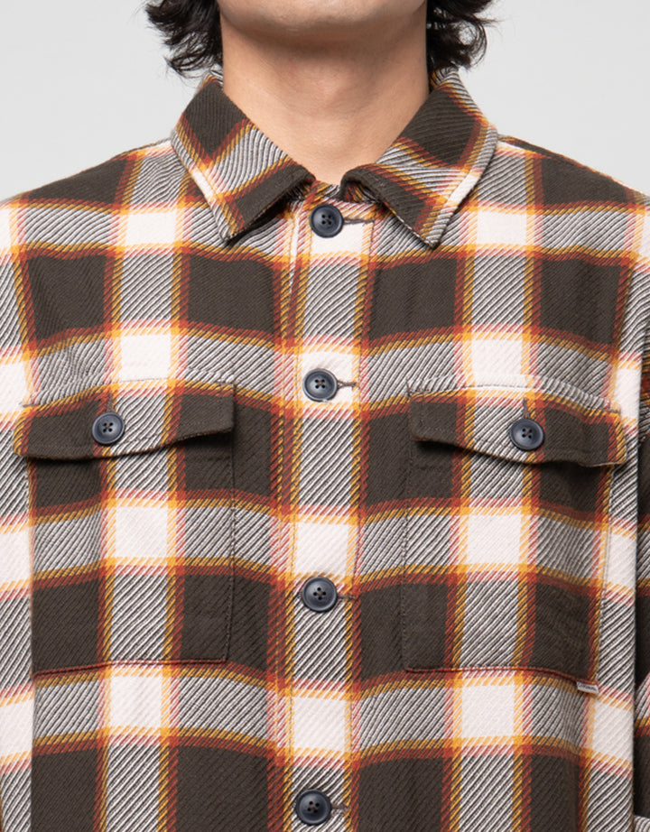 Cardinal Casual Print Check Kemeja Lengan Panjang Pria