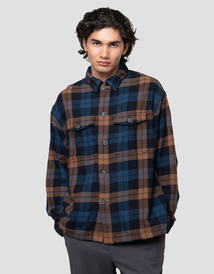 Cardinal Casual Print Big Check Kemeja Pria