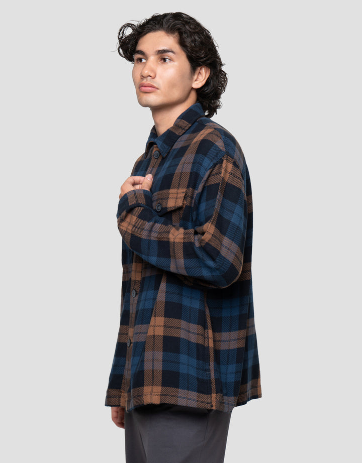 Cardinal Casual Print Big Check Kemeja Pria