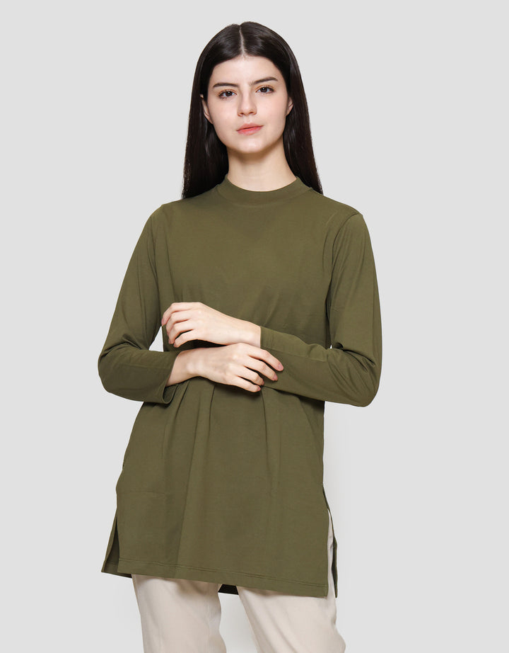 Suko Kerah Bulat Lengan Panjang Kaos Wanita