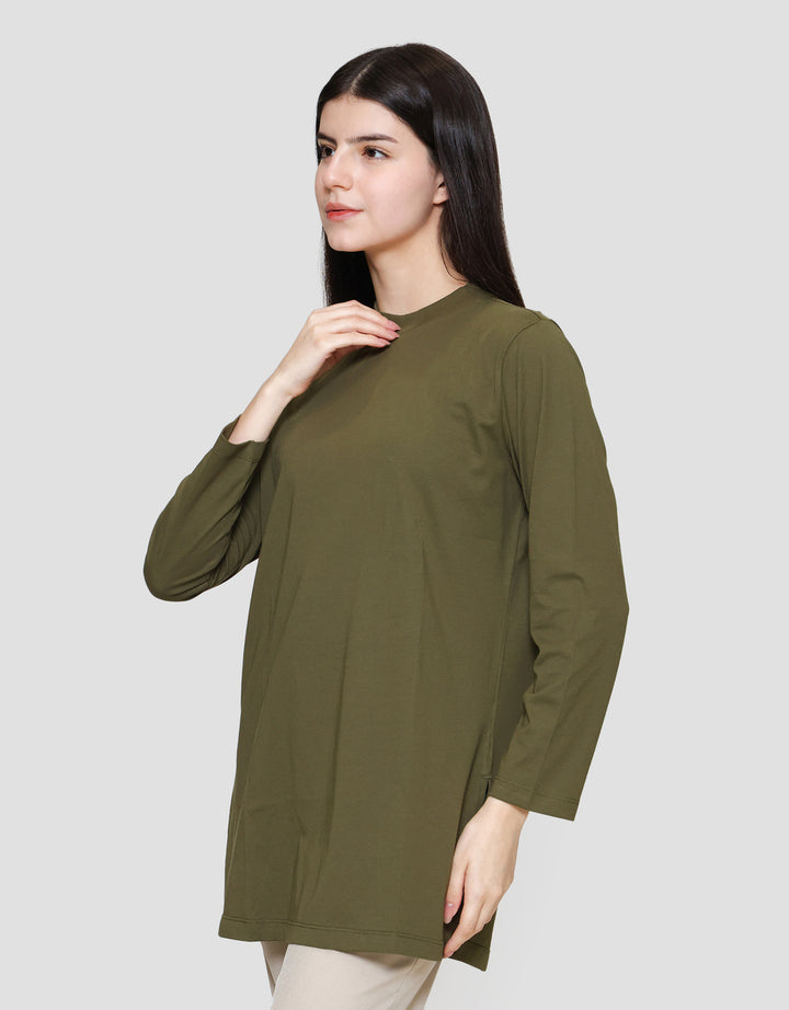 Suko Kerah Bulat Lengan Panjang Kaos Wanita