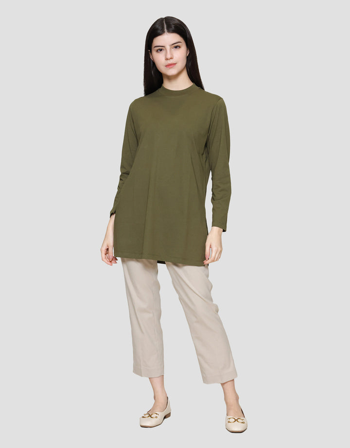 Suko Kerah Bulat Lengan Panjang Kaos Wanita