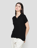 Suko Knit Top Rajut Cap Sleeve Collar Lengan Pendek Blouse Wanita