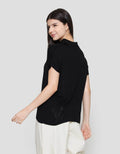 Suko Knit Top Rajut Cap Sleeve Collar Lengan Pendek Blouse Wanita