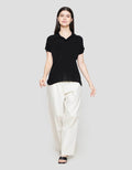 Suko Knit Top Rajut Cap Sleeve Collar Lengan Pendek Blouse Wanita