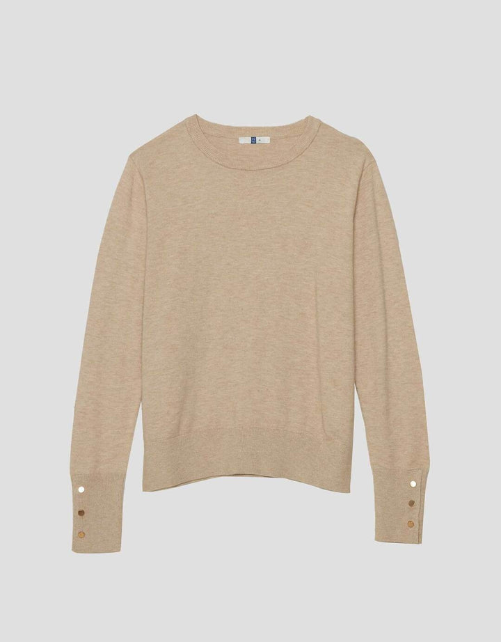 Suko Knit Top Rajut Kerah Bulat Lengan Panjang Kaos Wanita