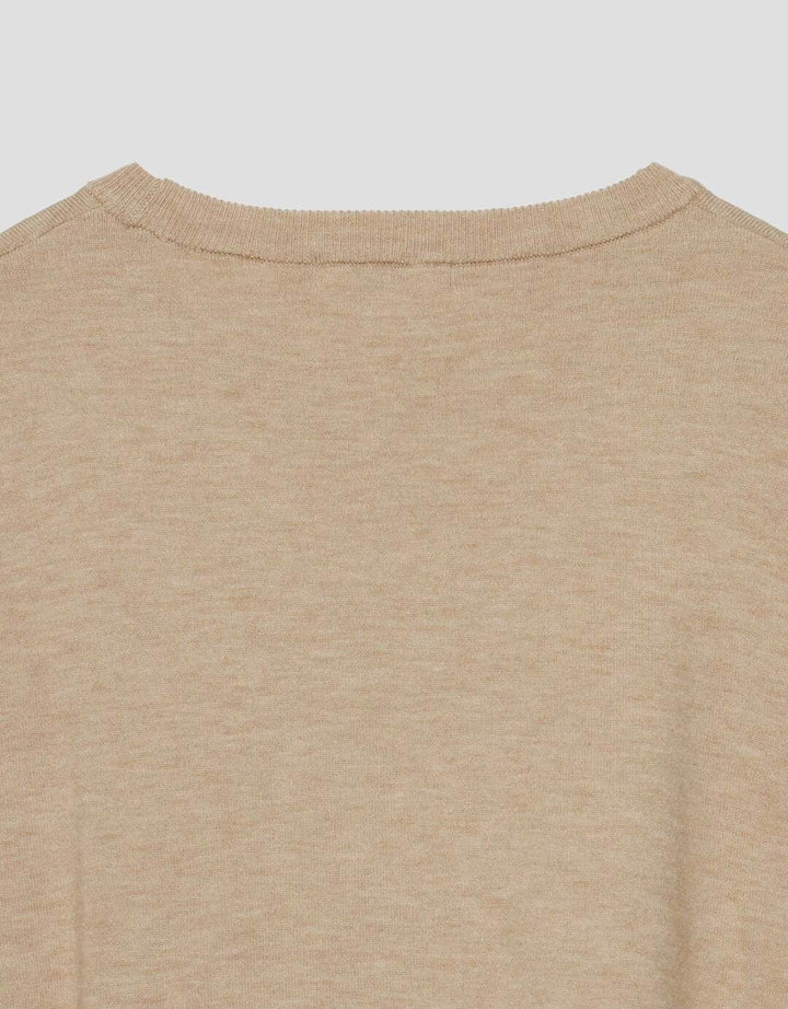 Suko Knit Top Rajut Kerah Bulat Lengan Panjang Kaos Wanita