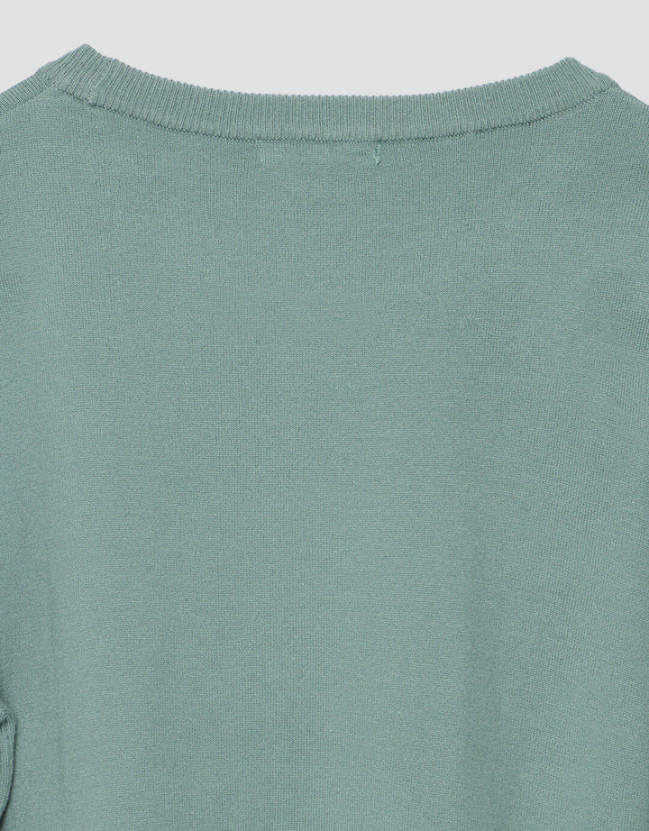Suko Knit Top Rajut Kerah Bulat Lengan Panjang Kaos Wanita