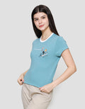 Suko Crop Graphic Print Kerah Bulat  Kaos Lengan Pendek Wanita