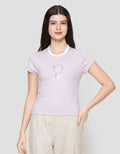 Suko Crop Graphic Print Kerah Bulat Lengan Pendek Kaos Wanita