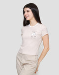 Suko Crop Graphic Print Kerah Bulat Kaos Wanita