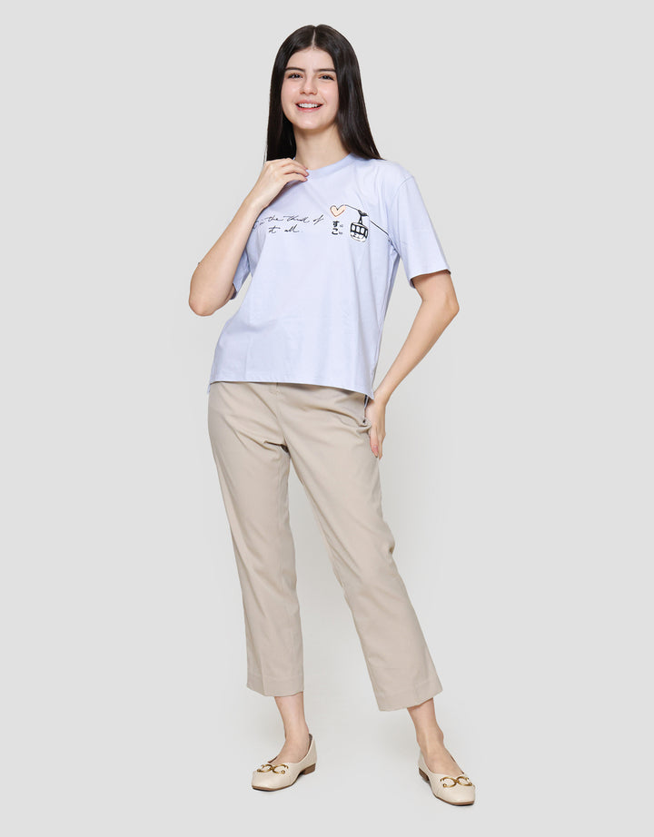 Suko Graphic Print Love Kerah Bulat Lengan Pendek Kaos Oversize Wanita