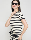 ZES Tee With Gold Button On Shoulder Kaos Wanita AMJTP001
