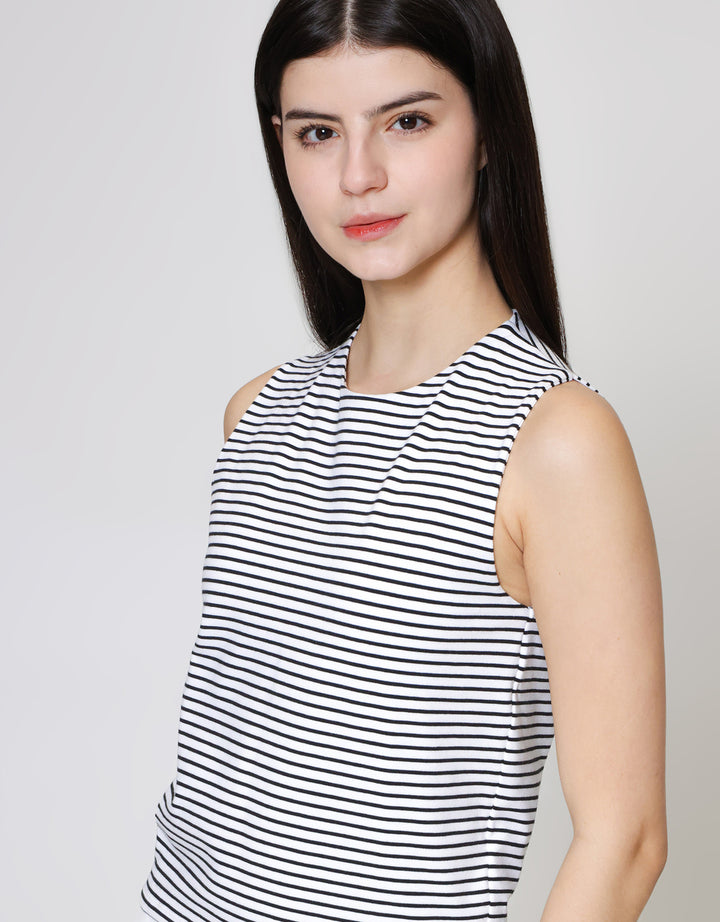 ZES Tanktop Basic Stripe Reg Kaos Tanktop Wanita BELKT008