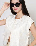 ZES  Ribbon On Side With Flower Embro Vest Wanita TSBOW002
