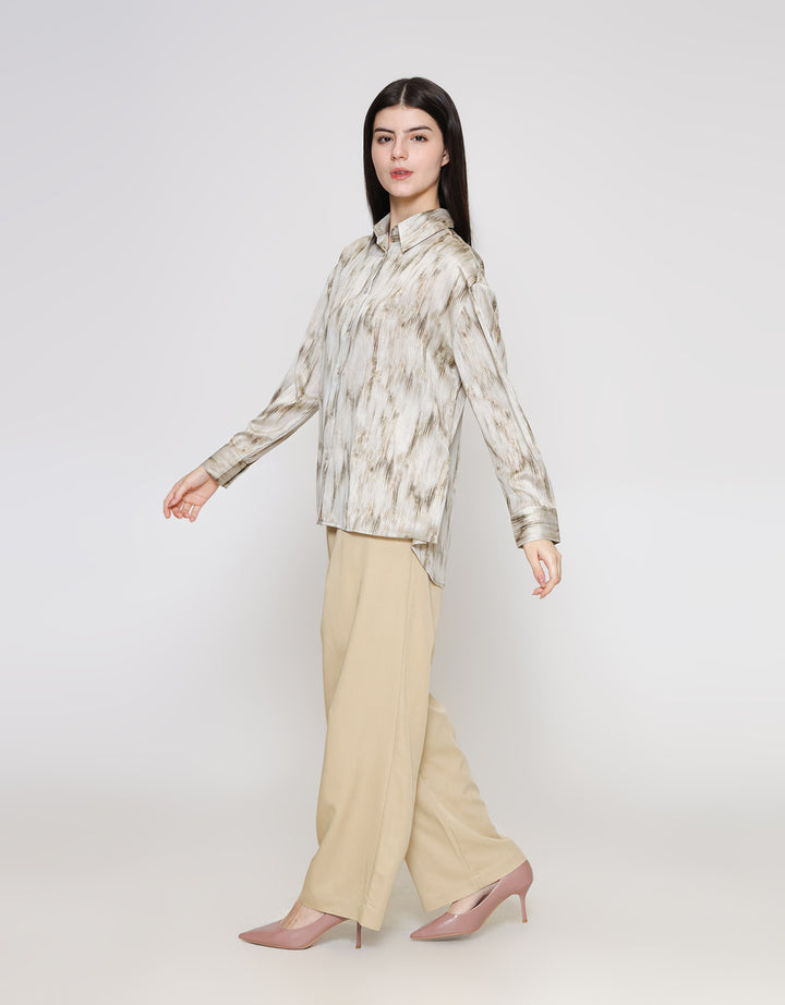 ZES Abstract Print Kemeja Wanita MELWT007