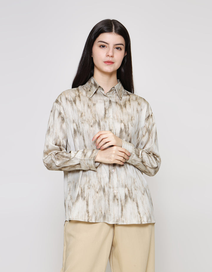 ZES Abstract Print Kemeja Wanita MELWT007