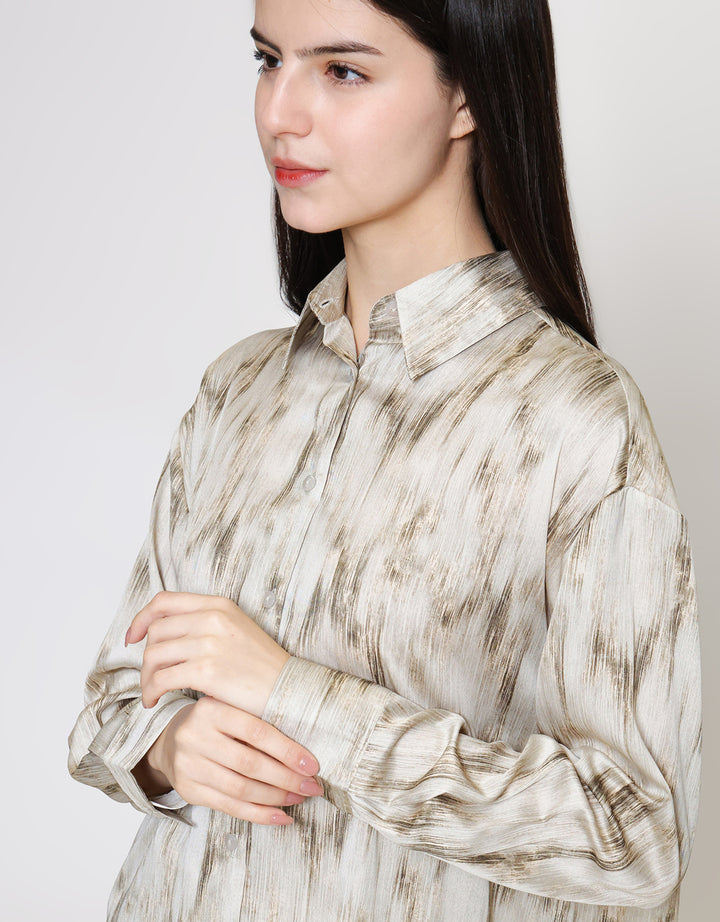 ZES Abstract Print Kemeja Wanita MELWT007