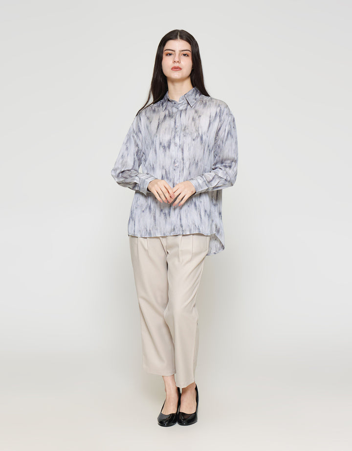 ZES Abstract Print Kemeja Wanita MELWT007