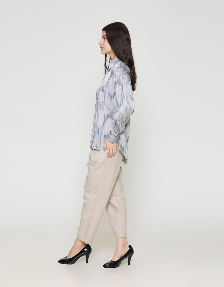 ZES Abstract Print Kemeja Wanita MELWT007