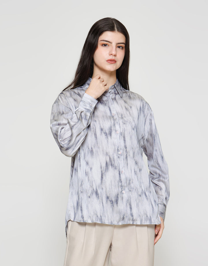 ZES Abstract Print Kemeja Wanita MELWT007
