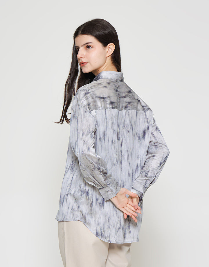 ZES Abstract Print Kemeja Wanita MELWT007